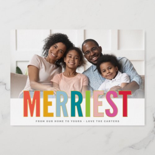 HOLIDAY FAMILY PHOTO merriest bold bright wide