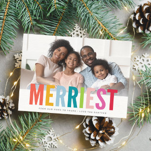HOLIDAY FAMILY PHOTO merry bold bright colorful Card