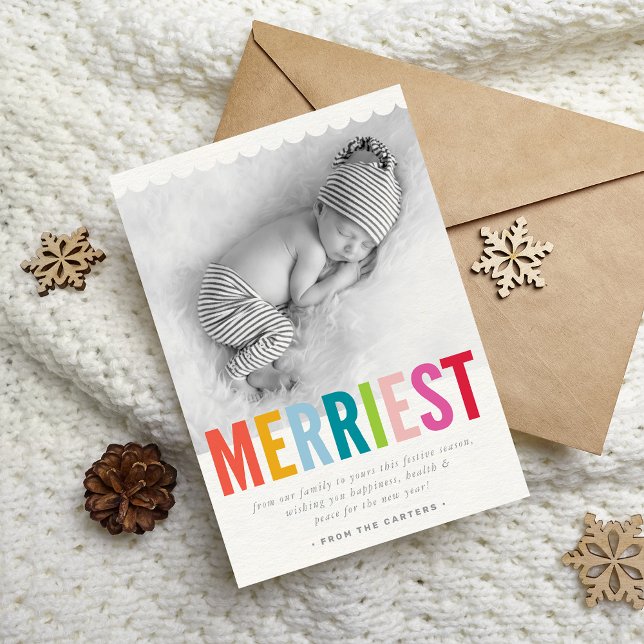 HOLIDAY FAMILY PHOTO modern bold bright colorful Card (Creator Uploaded)