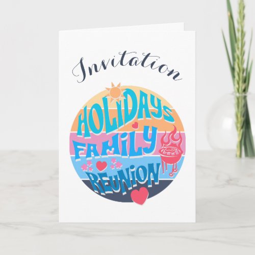 Holiday Family Reunion Summer BBQ Retro Sunset Des Card