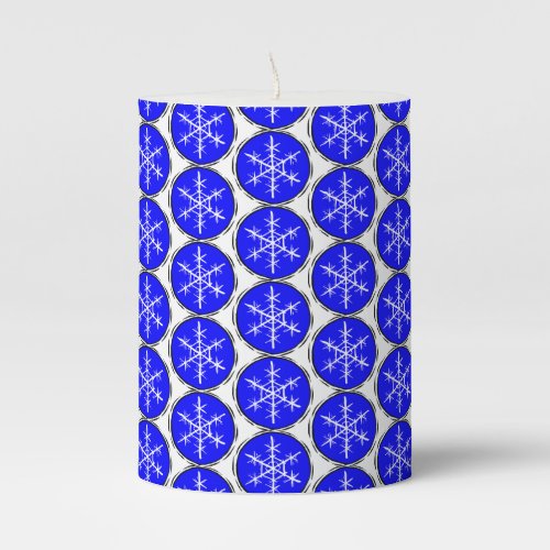 Holiday Fancy Artistic Snowflake Pattern Christmas Pillar Candle