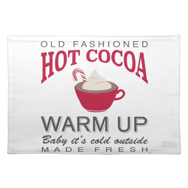 holiday farmhouse hot cocoa cloth placemat (Front)