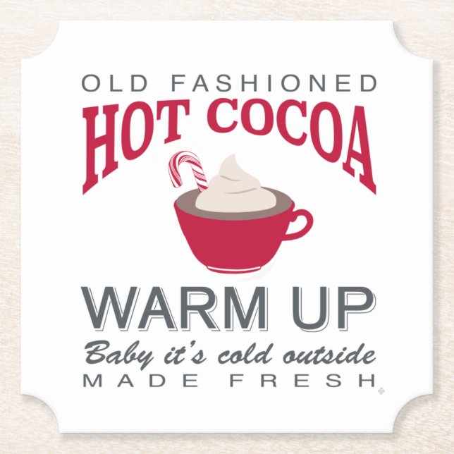 holiday farmhouse hot cocoa paper coaster (Front)