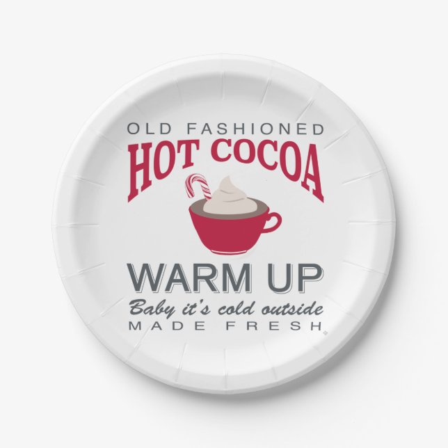 holiday farmhouse hot cocoa paper plates (Front)