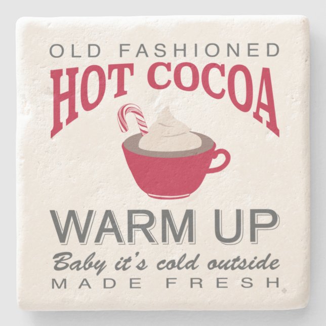 holiday farmhouse hot cocoa stone coaster (Front)