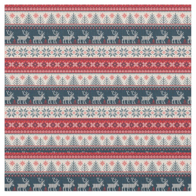 Holiday Faux Knit Pattern Christmas Fabric (Close Up)