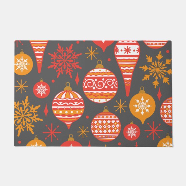 Holiday Faux Knit Pattern Christmas Personalized  Doormat (Front)