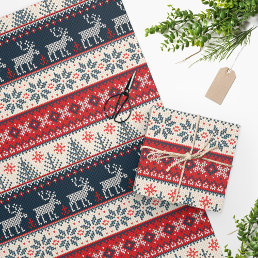 Holiday Faux Knit Pattern Christmas Personalized Wrapping Paper