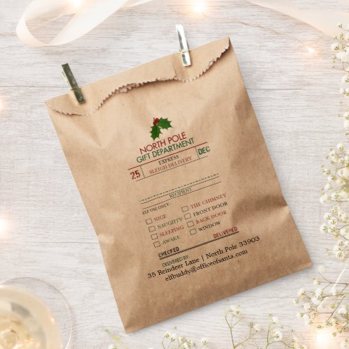 Holiday Favor Bags Christmas Official North Pole