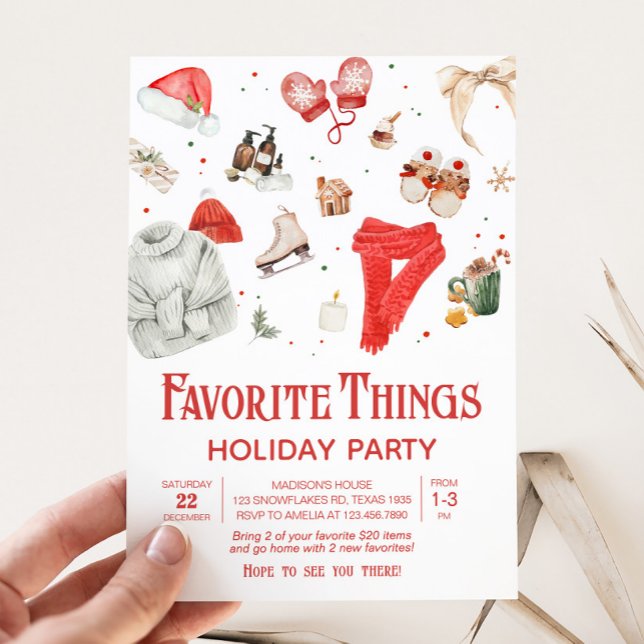 Holiday Favorite Things Christmas Party Invitation (Favorite Things Holiday Christmas Party Invitation)