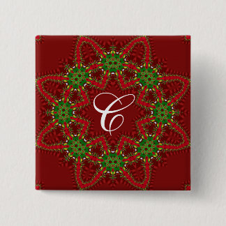 Holiday Favors Red & Green Monogram Button
