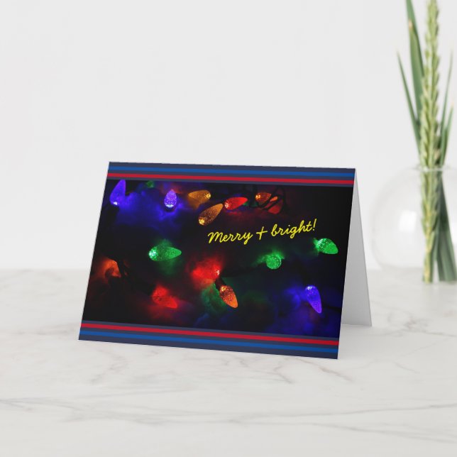 Holiday festive Christmas fairy lights winter snow Card (Front)