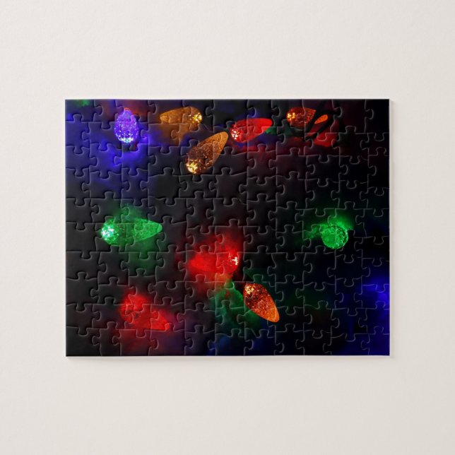 Holiday festive Christmas fairy lights winter snow Jigsaw Puzzle (Horizontal)