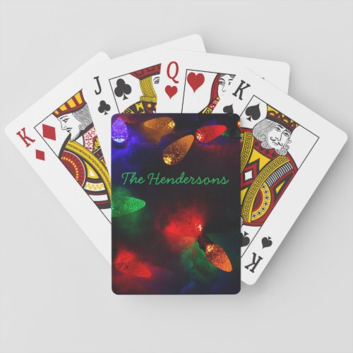 Holiday festive Christmas fairy lights winter snow Playing Cards