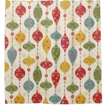 Holiday Festive Christmas Retro Pattern Shower Curtain by All_About_Christmas at Zazzle