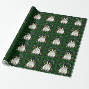 Holiday Festive Penguin, twinkle red green lights Wrapping Paper