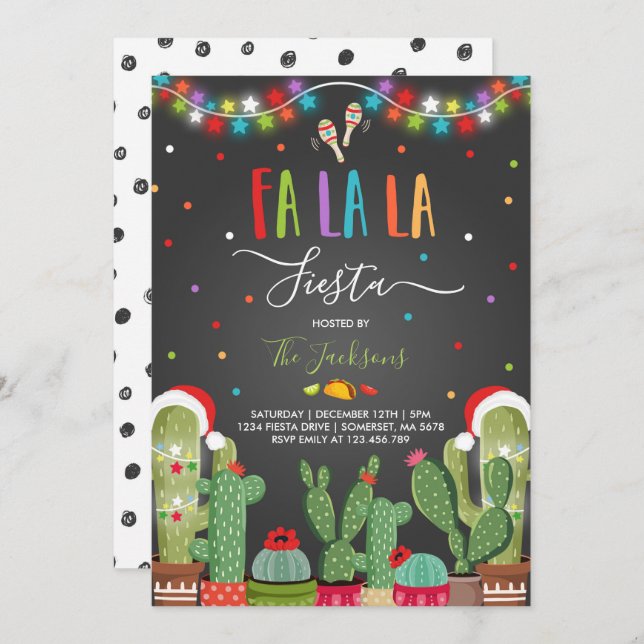Holiday Fiesta Party Invitation Fa La La Fiesta (Front/Back)