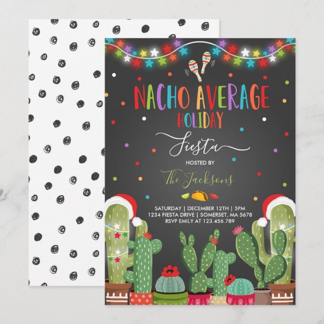 Holiday Fiesta Party Invite Nacho Average Party (Front/Back)