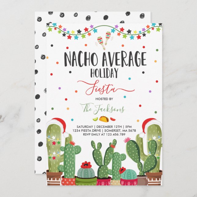 Holiday Fiesta Party Invite Nacho Average Party (Front/Back)