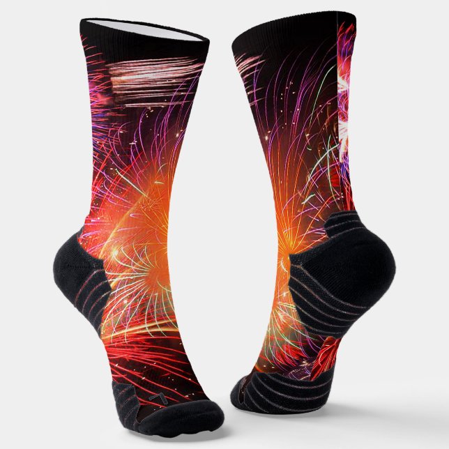 Holiday Fireworks High-Performance Athletic Unisex Socks (Angled)