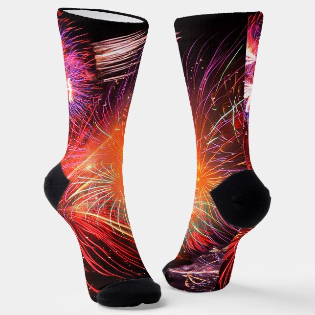 Holiday Fireworks Premium Crew Unisex Socks (Angled)