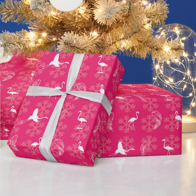 Holiday Flamingos Wrapping Paper - Pink (Holidays)