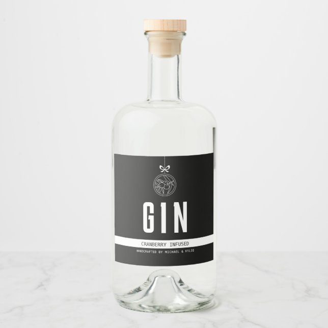 Holiday Flavor Infused Gin  Liquor Bottle Label (Front)