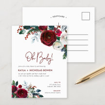 Holiday Floral Baby Shower by Mail Invitation