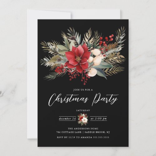 Holiday Floral Christmas Party Invitation