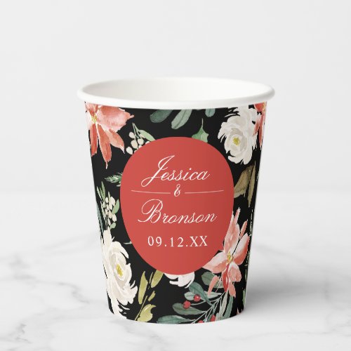 Holiday Floral Festive Christmas Wedding Paper Cups