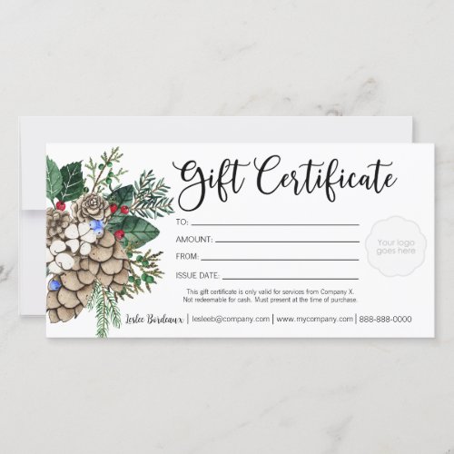 Holiday Floral Gift Certificate