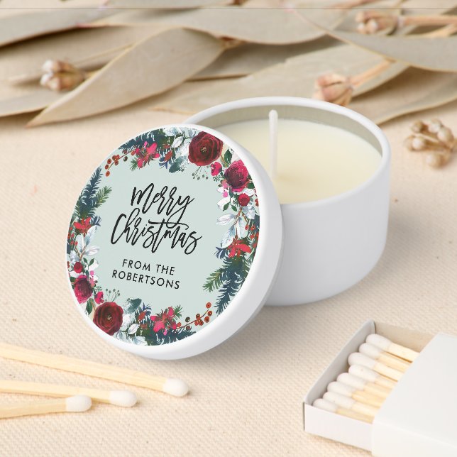 Holiday Floral Merry Christmas Gift Mini Candle Favors (Insitu)
