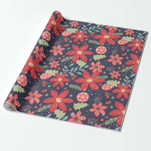 Holiday Floral Pattern Wrapping Paper