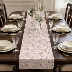 Holiday Floral Red Toile Elegant Pattern Short Table Runner