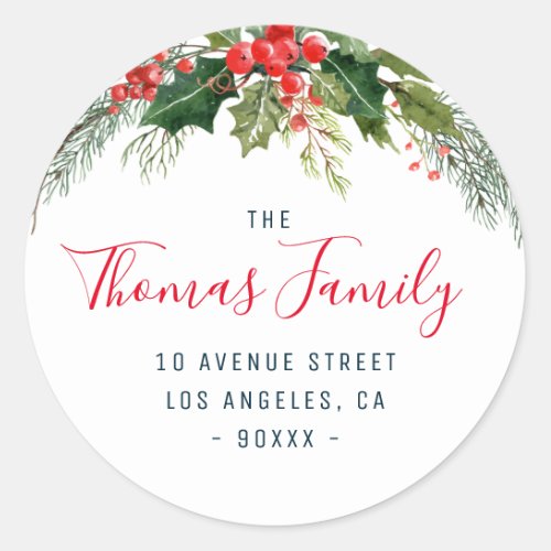 holiday floral return address sticker