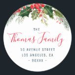 holiday floral return address sticker<br><div class="desc">This sticker has a wonderful hand drawn winter watercolor flowers and red text. The text details can be personalized for color,  font and placement.</div>