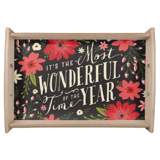 Holiday Floral Serving Tray