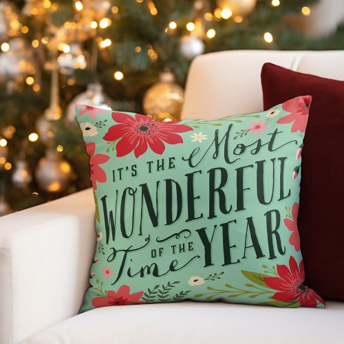 Holiday Floral Throw Pillow