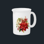 Holiday Floral Water Pitcher<br><div class="desc">This lovely water pitcher is shown in white with a lovely holiday floral watercolor print of red and white poinsettias.
Customize this item or buy as is.</div>
