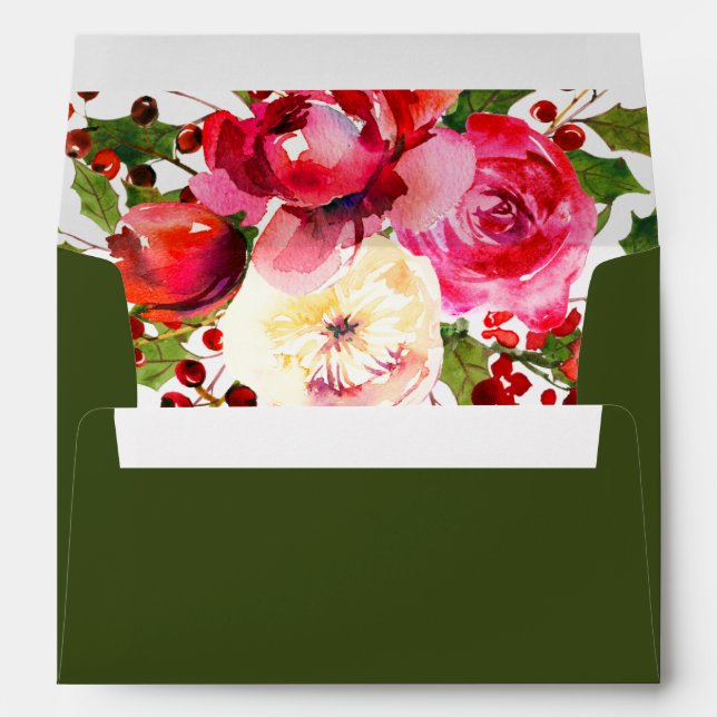 Holiday Floral Wedding | Deep Green Envelope (Back (Bottom))