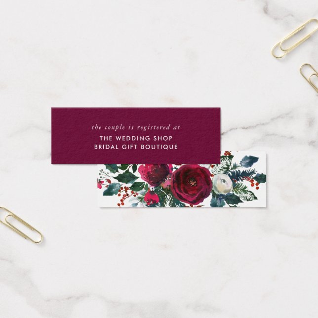 Holiday Floral Winter Wedding Registry Insert Card (Office)