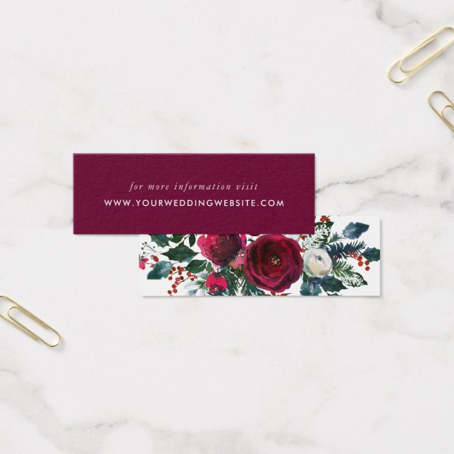 Holiday Floral Winter Wedding Website Insert Card (Office)