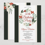 Holiday Floral Wreath 40th Birthday Party Invitation