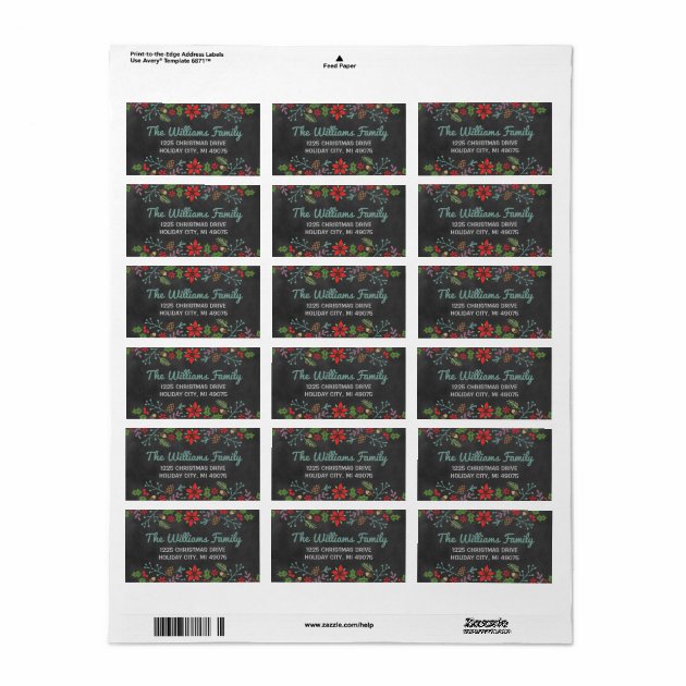 Holiday Florals | Chalkboard Return Address Label