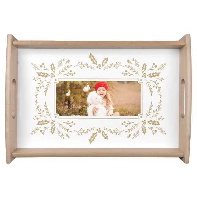 Holiday Florals in Gold Serving Tray (Front)