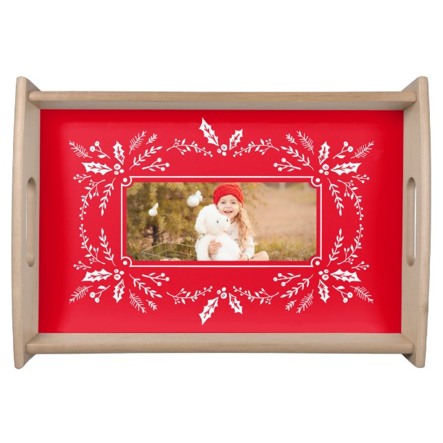 Holiday Florals in Red Serving Tray (Front)