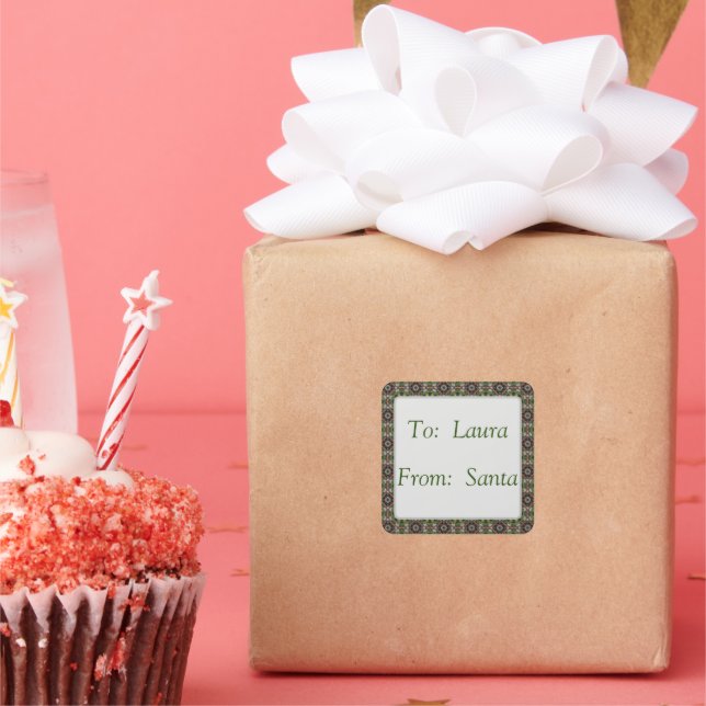 Holiday Flower Abstract Design Square Sticker (Party)