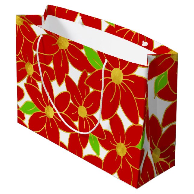Holiday Flowers 2 Large Gift Bag (Back Angled)