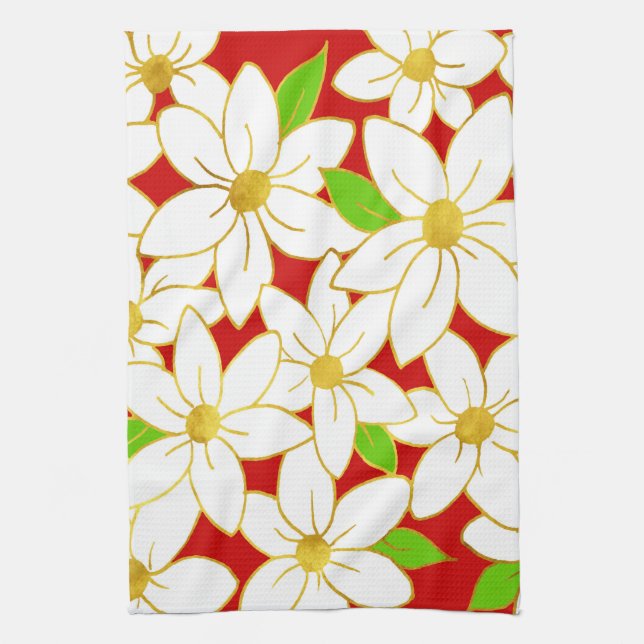 Holiday Flowers Kitchen Towel (Vertical)