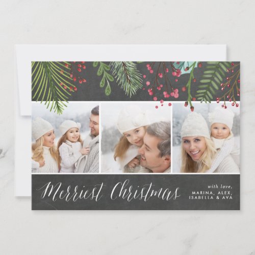 Holiday Foliage  Chalkboard Photo Collage Card